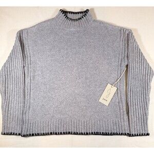 NWT Joie Anthropologie Womens Small Sweater Gray Black Mock Soft Classic Preppy